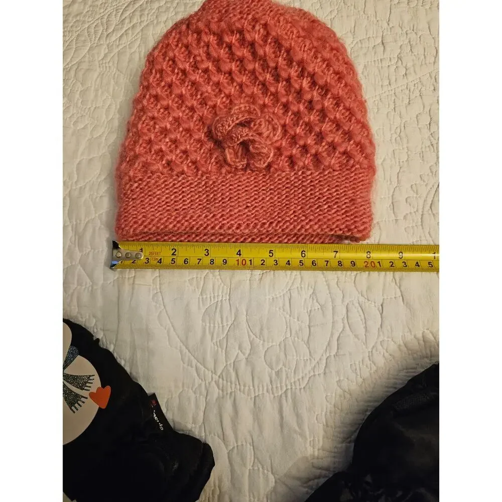 Cozy Pink Knit Hat & Penguin Mittens Set Baby 3Mo Winter Accessories Warm & Cozy